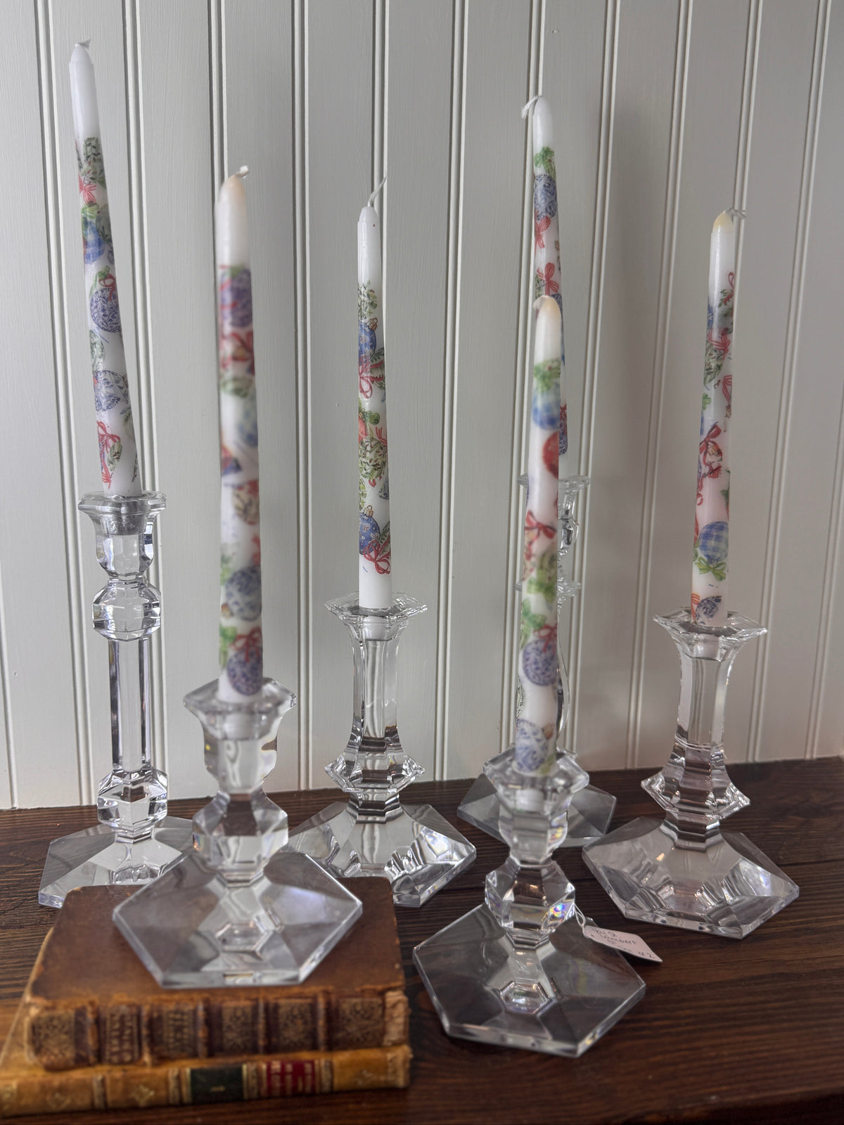 Hand-Embellished Decorative Taper Candles, Set of Two, Choice of Pattern