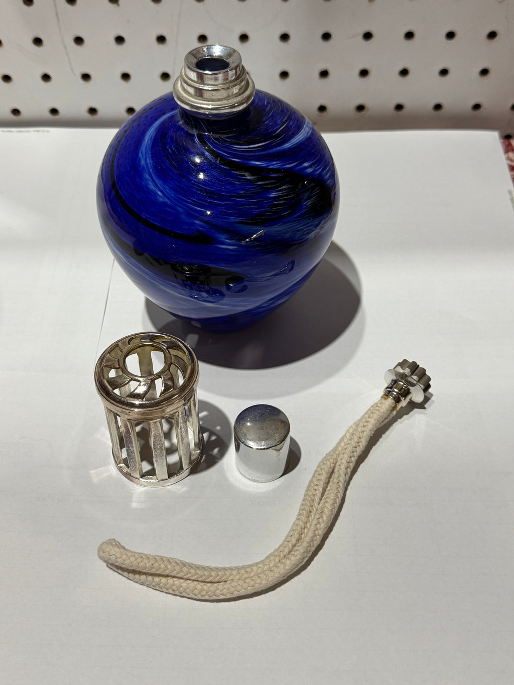 Vintage Cobalt Blue Glass Fragrance Lamp