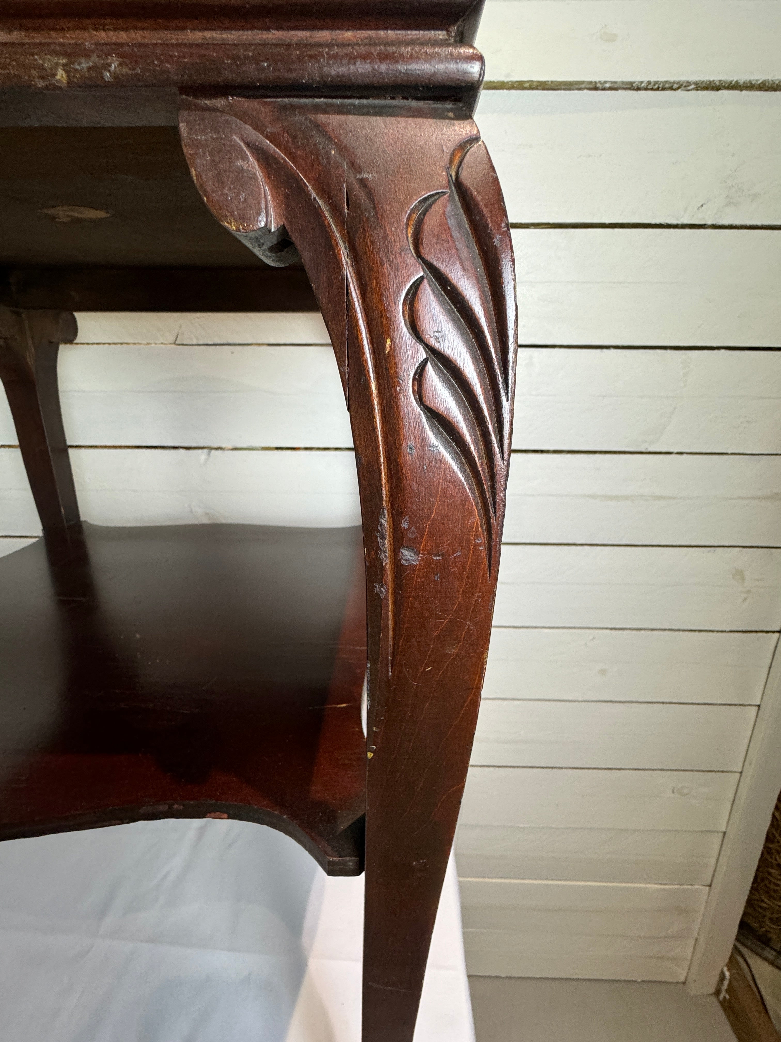 Chippendale Style Gallery Top Two Tiered Claw and Ball Table