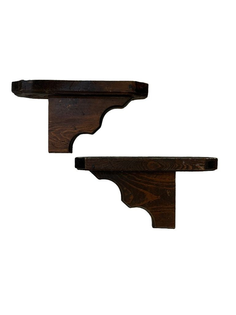 Vintage Rustic Shelf or Fireplace Mantle with Decorative Corbels