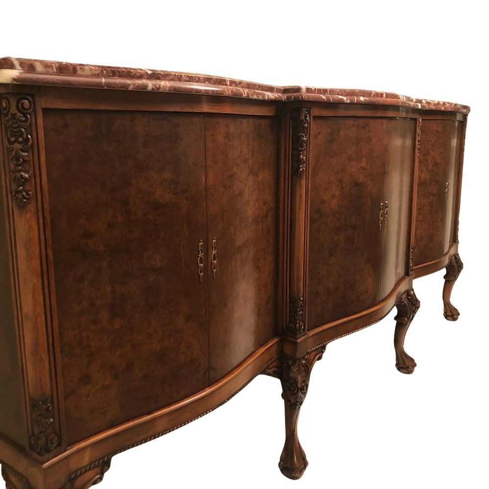 Traditional Italian Rosso Laguna Marble Top Buffet/Sideboard/Credenza, c. 1990s