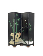 Vintage Chinese Four Panel Room Divider, Folding Screen with a Chinoiserie Pond Scene Painted on Both Sides