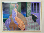 The Kiss by Patricia Bomberg - Original Watercolor on Paper 68x56 framed, 49.5x38 actual, Signed