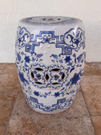 Vintage Terracotta Blue and White Chinese Garden Stool, Plant Stand