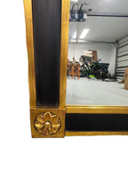 Vintage Black & Gold Regency or Empire Style Beveled Mirror