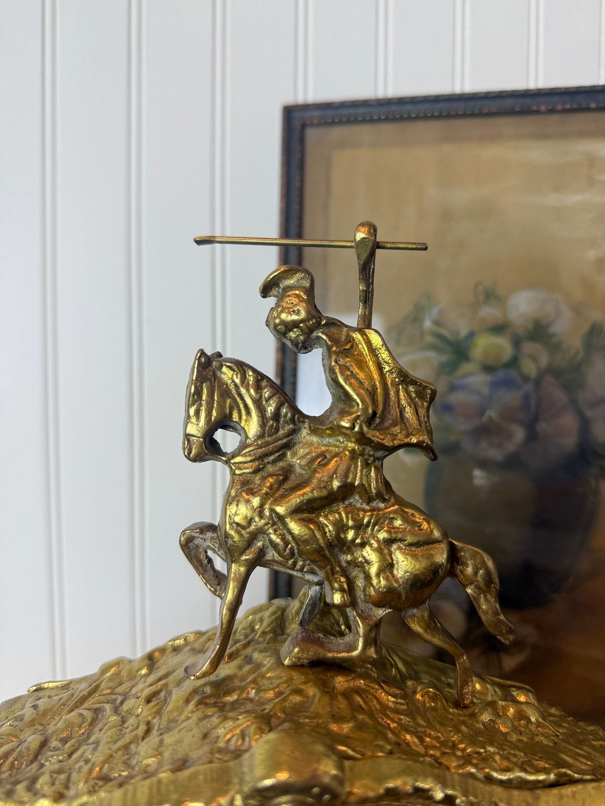 Vintage Rococo Revival Style Brass Mantel Clock, Mid–Late 20th Century