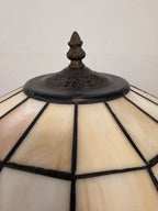 Vintage Art Nouveau Style Rose Stained Glass Desk or Table Lamp, c. 1990s