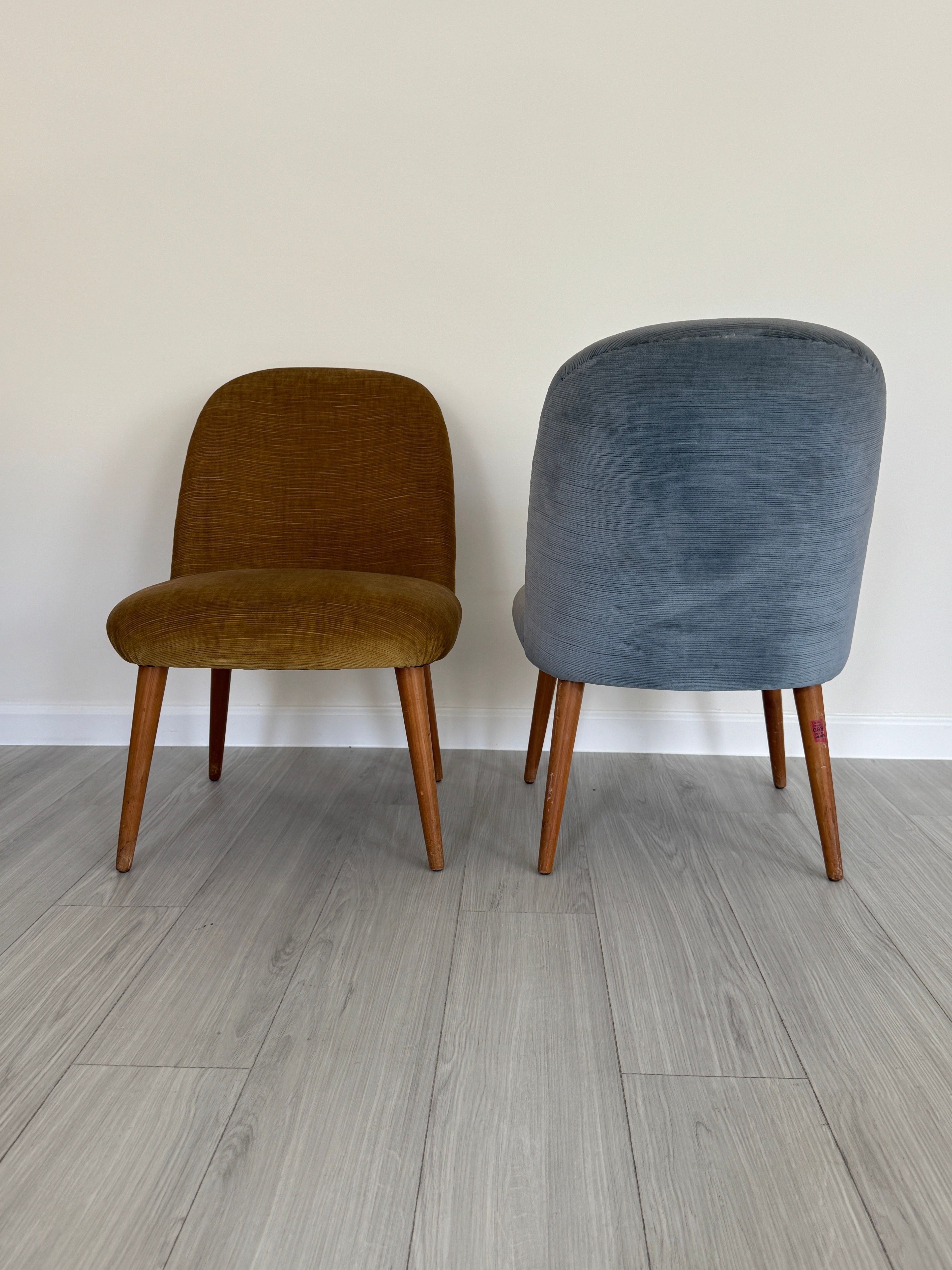 Vintage 1950s Mid Century Modern Upholstered Accent Chairs - Set of 2