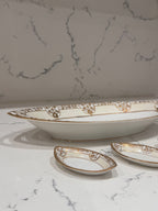 Antique Nippon Hand-Painted Porcelain Celery Bowl & Salt Cellars, Set of 5 – Morimura Brothers, c. 1910–1921