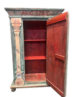 Custom-Made Italian Style Folk-Painted Farmhouse Armoire Cabinet, c. 1990s