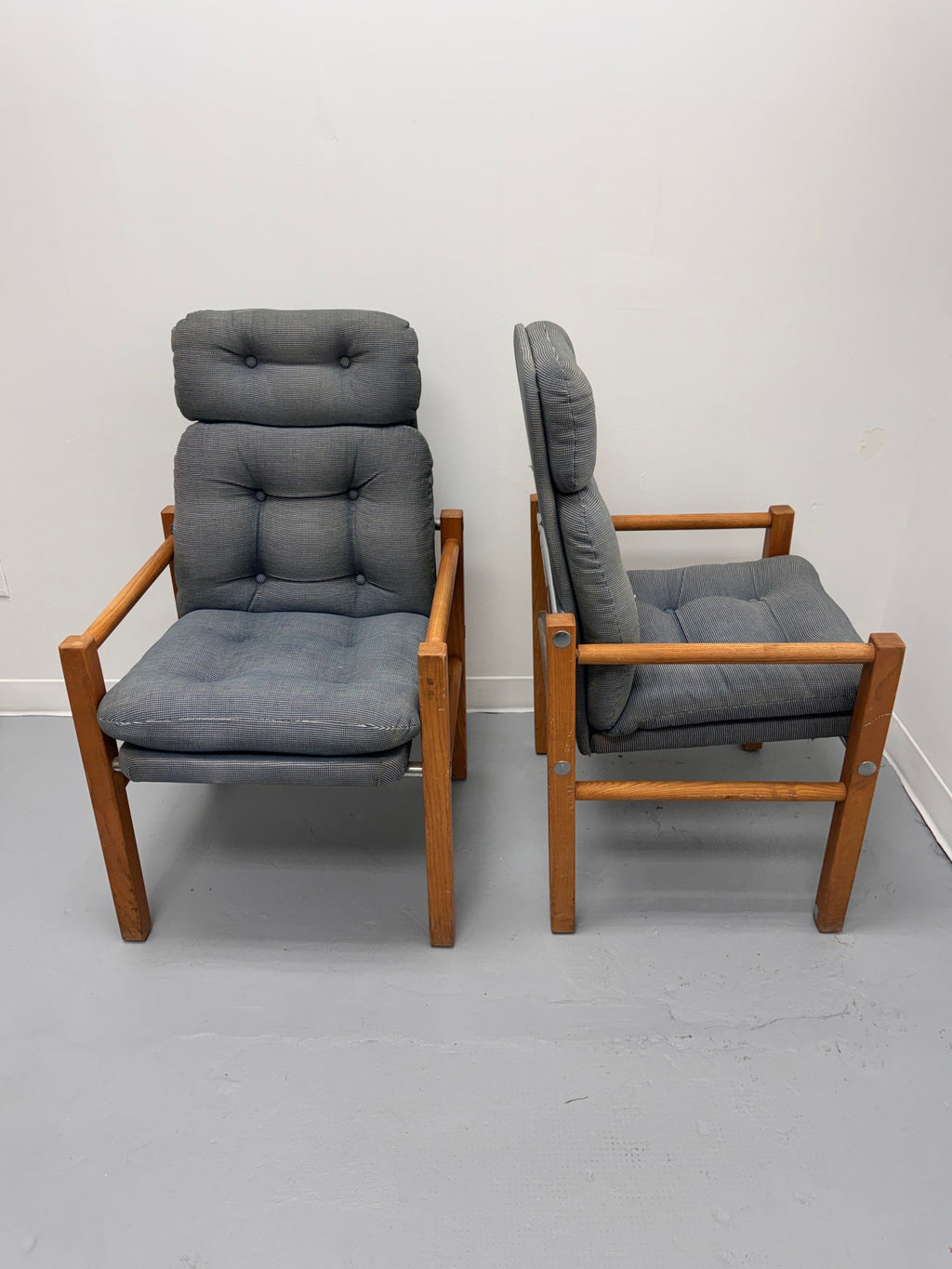 Vintage Danish Modern High-Back Lounge Chairs, Pair, c. 1970s