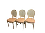 Vintage French Louis XVI Style Oval Cane Back Dining Chairs, Set of 6, c. 1970s