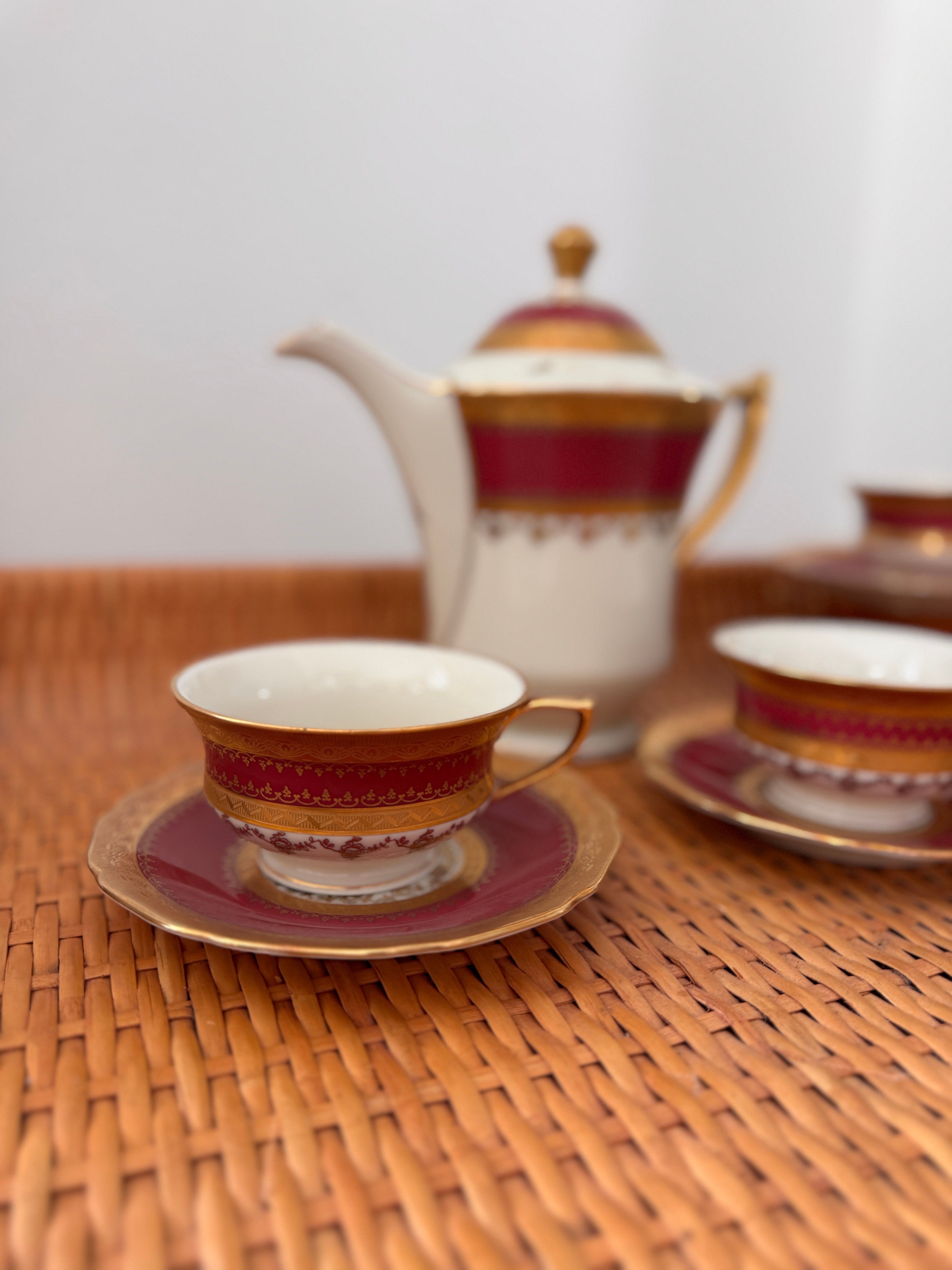 Vintage Carlsbad Fine China, Gloria, Tea Set with Service for 12, Czechoslovakia, c. 1930s