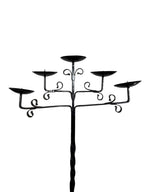 Antique Wrought Iron Floor Candelabras - Holds Five Candles - Set of 2