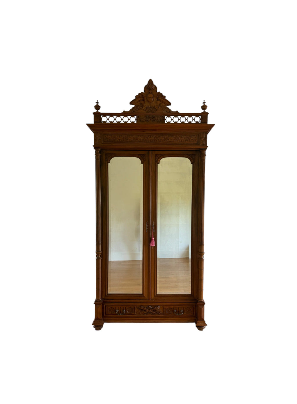 Vintage/Antique Tall Double Door Mirrored Armoire Wardrobe Cabinet