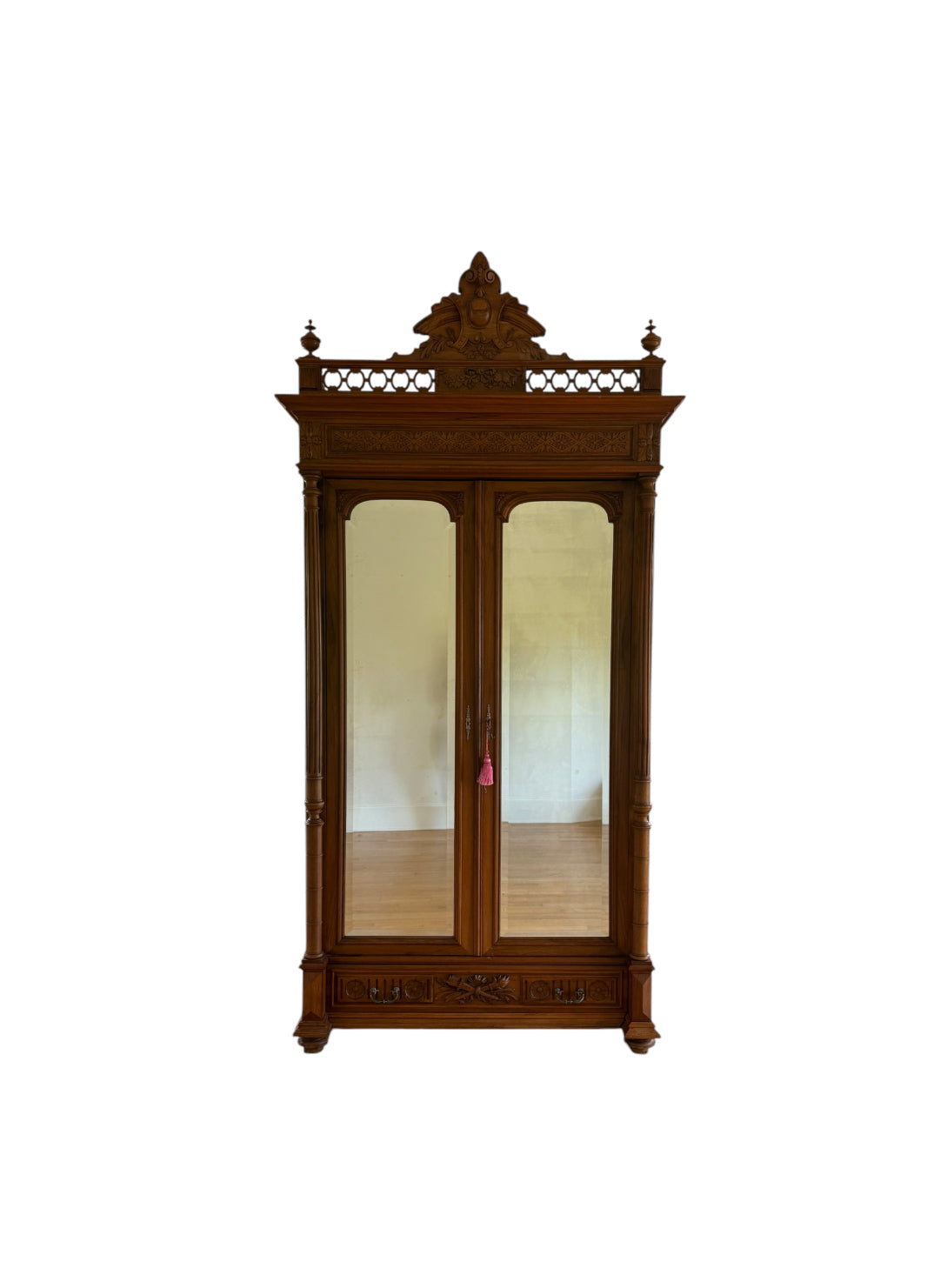 Vintage/Antique Tall Double Door Mirrored Armoire Wardrobe Cabinet