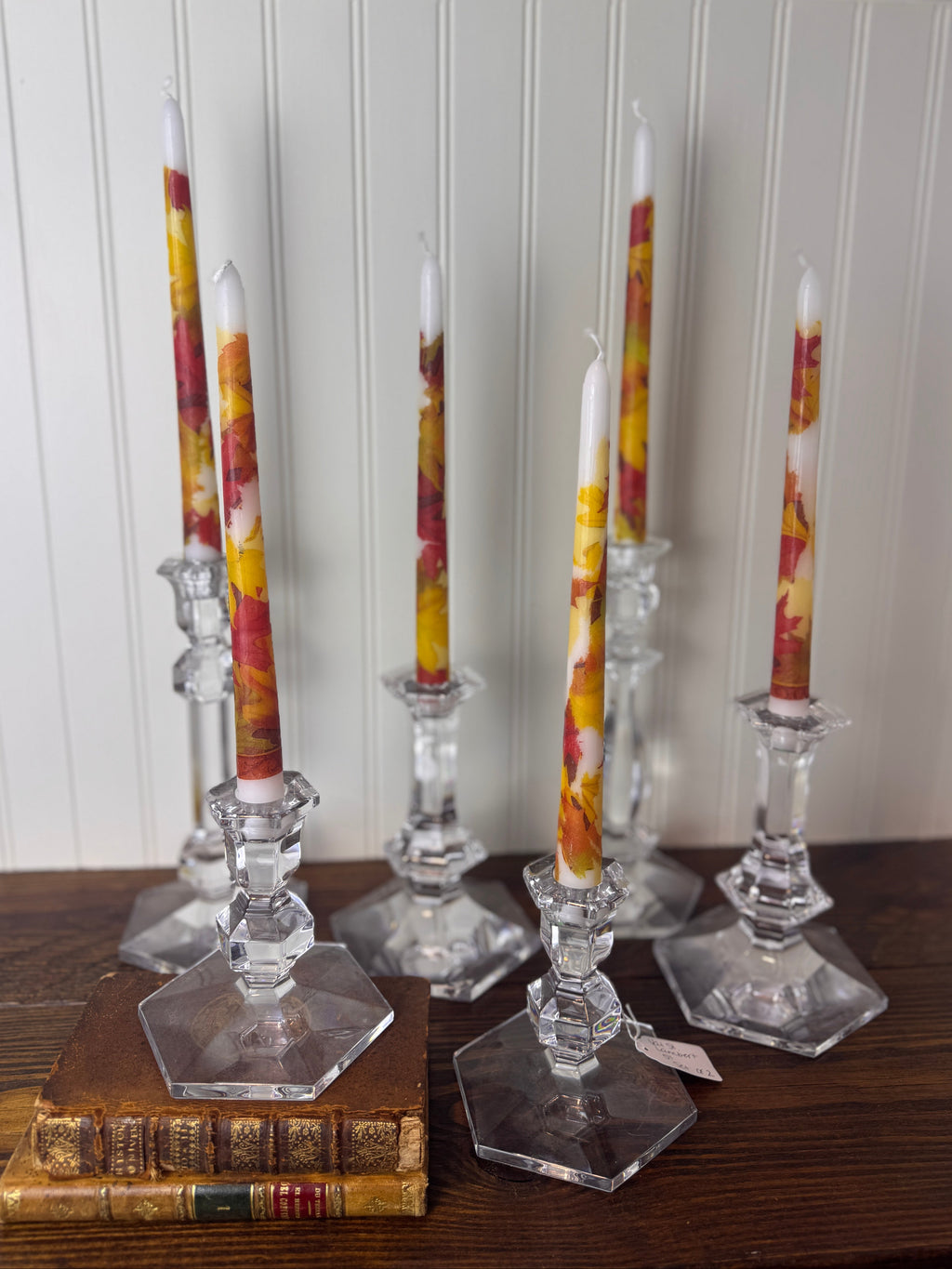 Hand-Embellished Decorative Taper Candles, Set of Two, Choice of Pattern