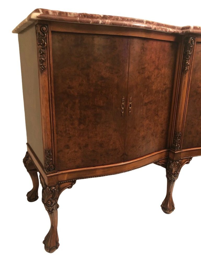 Traditional Italian Rosso Laguna Marble Top Buffet/Sideboard/Credenza, c. 1990s