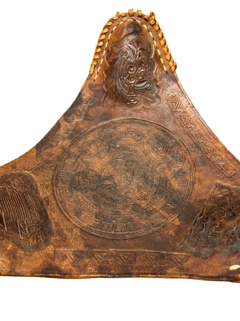 Vintage 1960s Mexican Leather Tripod Folding Stools