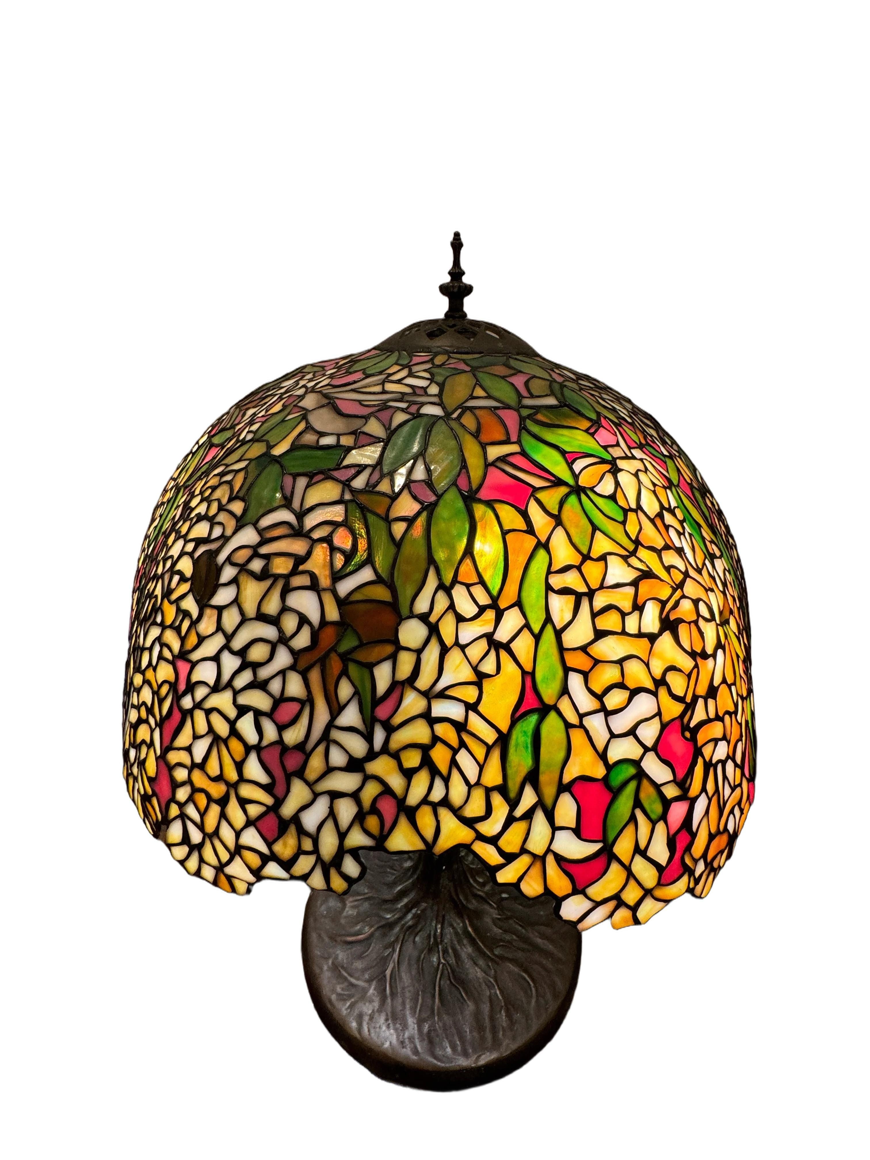 Vintage Tiffany Style Stained Glass Desk or Table Lamp