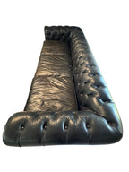 Restoration Hardware Kensington Ebony Leather Sofa with 44” depth and Luxe Down Feather Fill