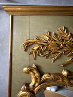 Antique Large French Louis XV Style Giltwood and Painted Trumeau Wall Mirror, c. 19th cent