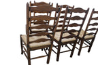 Vintage Ladderback Rush Seat Side Chairs Set of 6