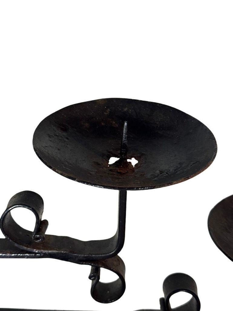 Antique Wrought Iron Floor Candelabras - Holds Five Candles - Set of 2
