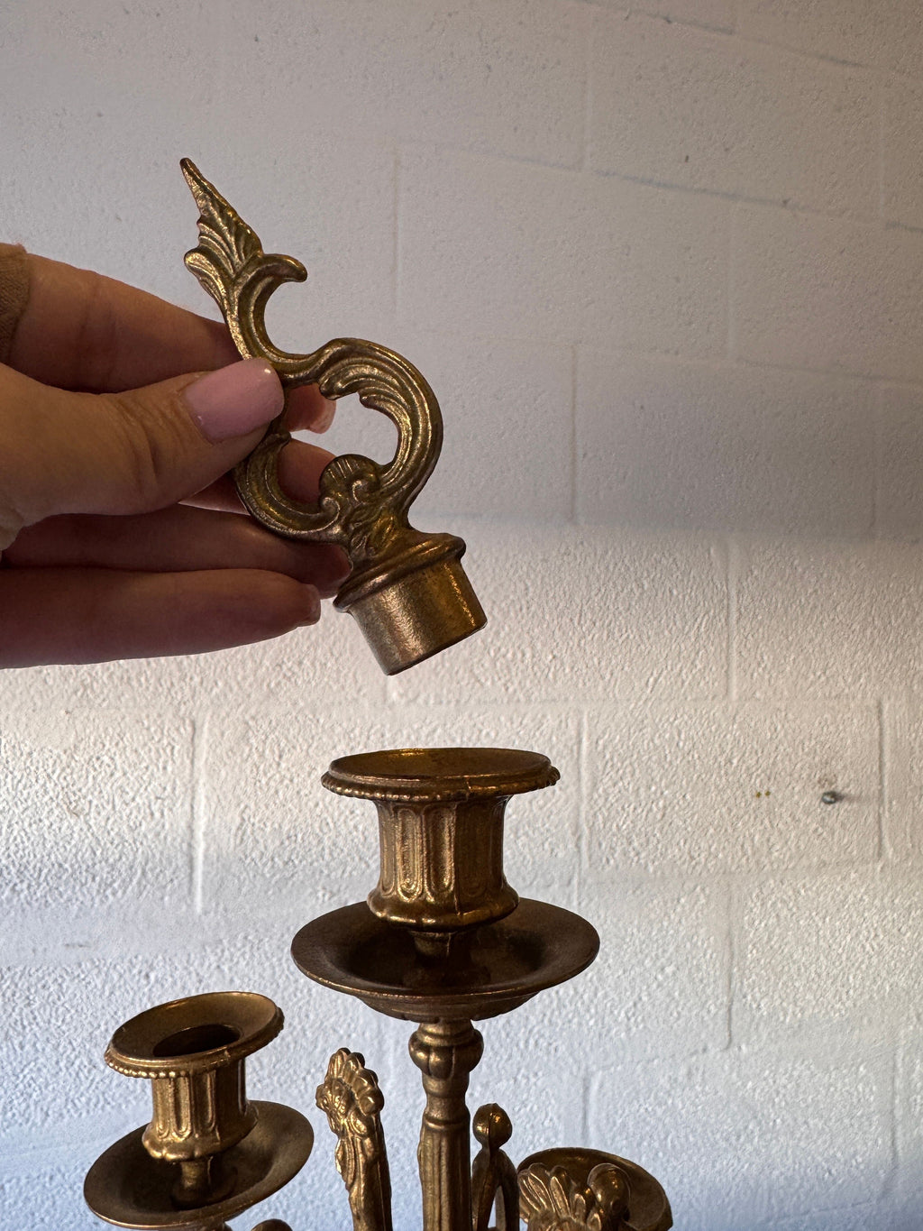 Antique Brevettato Six Candle Candelabra in the French Empire Style made of  Bronze and Marble, c. early 20th century - Sold as a Set