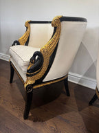 Vintage French Empire Style / Hollywood Regency Swan Tub Chairs - Set of 2