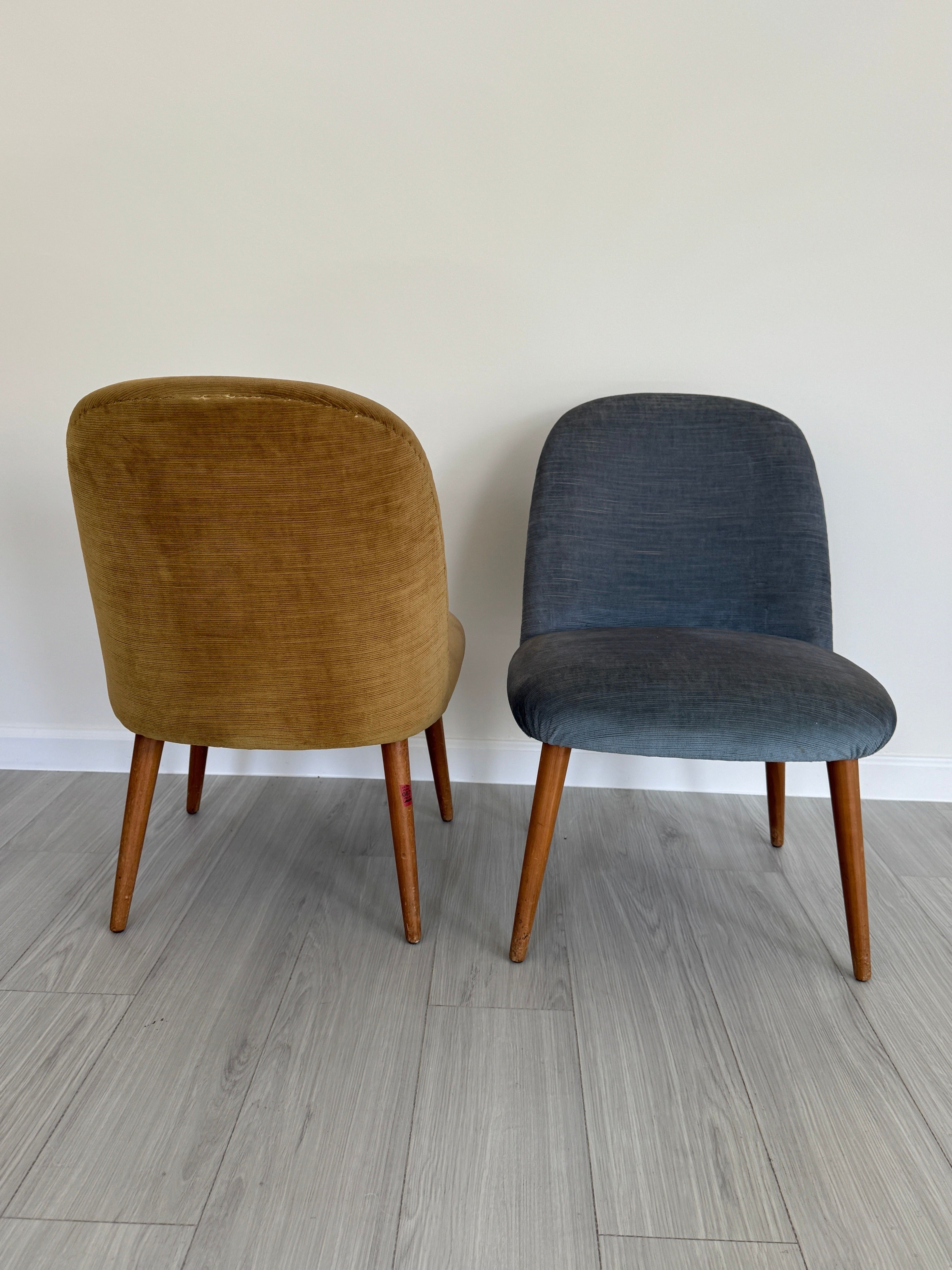 Vintage 1950s Mid Century Modern Upholstered Accent Chairs - Set of 2