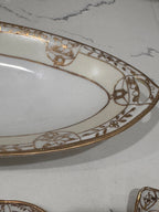 Antique Nippon Hand-Painted Porcelain Celery Bowl & Salt Cellars, Set of 5 – Morimura Brothers, c. 1910–1921