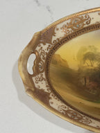 Antique Japanese Hand-Painted Nippon Plate by Morimura Brothers, Rural Lake Scene, c. 1911–1921