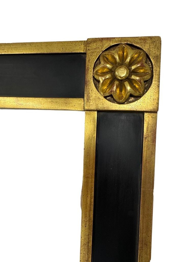 Vintage Black & Gold Regency or Empire Style Beveled Mirror