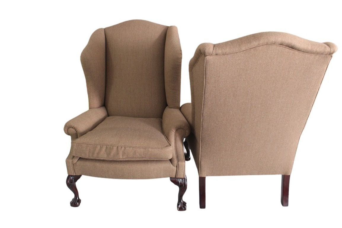 George Smith LTD Tan Wingback Chairs - Set of 2