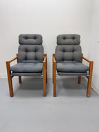 Vintage Danish Modern High-Back Lounge Chairs, Pair, c. 1970s