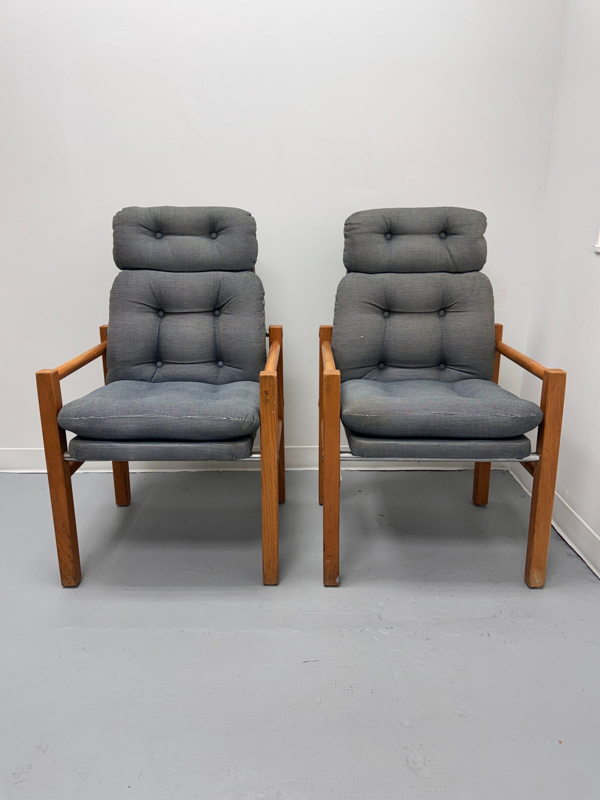 Vintage Danish Modern High-Back Lounge Chairs, Pair, c. 1970s
