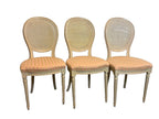 Vintage French Louis XVI Style Oval Cane Back Dining Chairs, Set of 6, c. 1970s