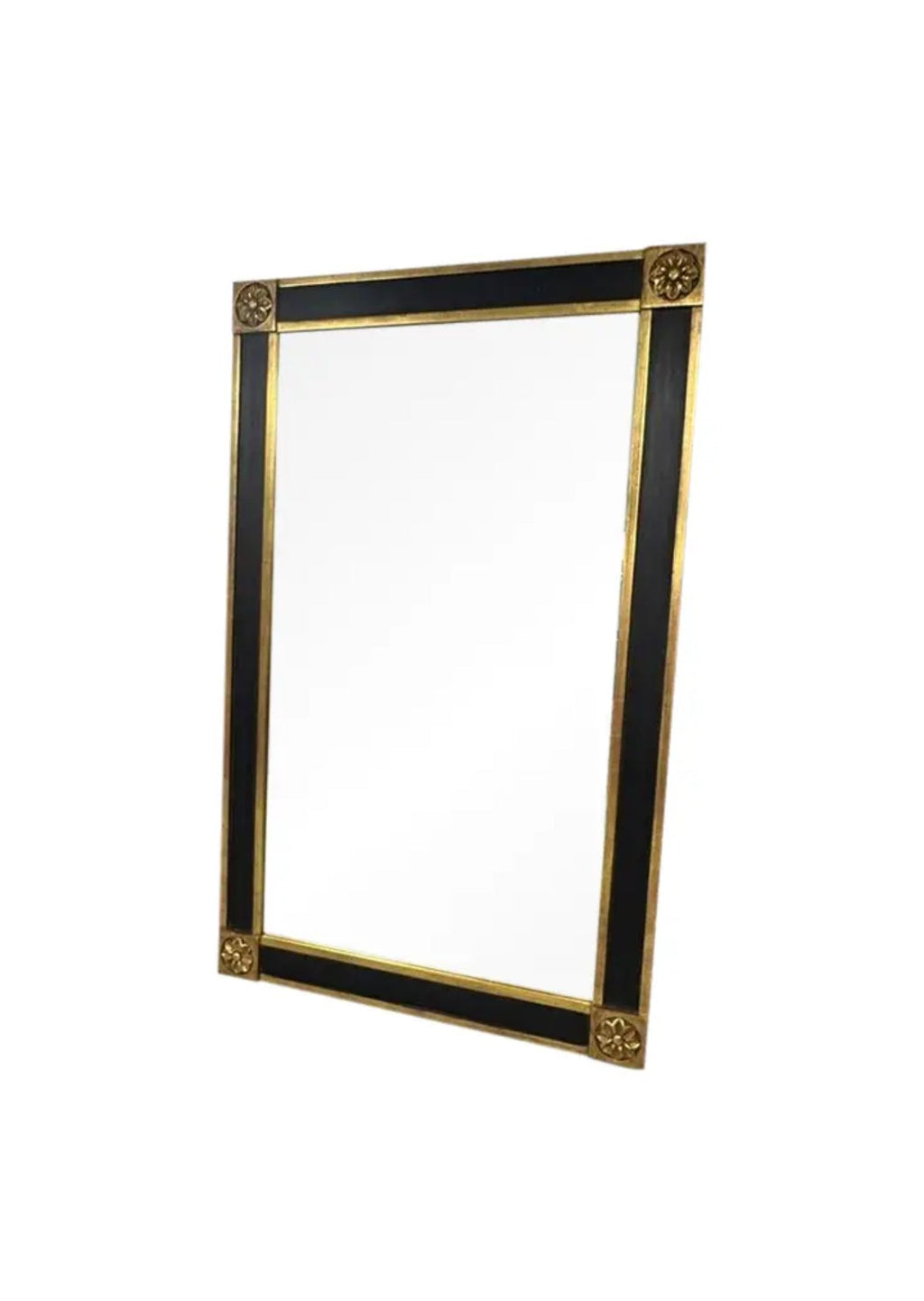 Vintage Black & Gold Regency or Empire Style Beveled Mirror