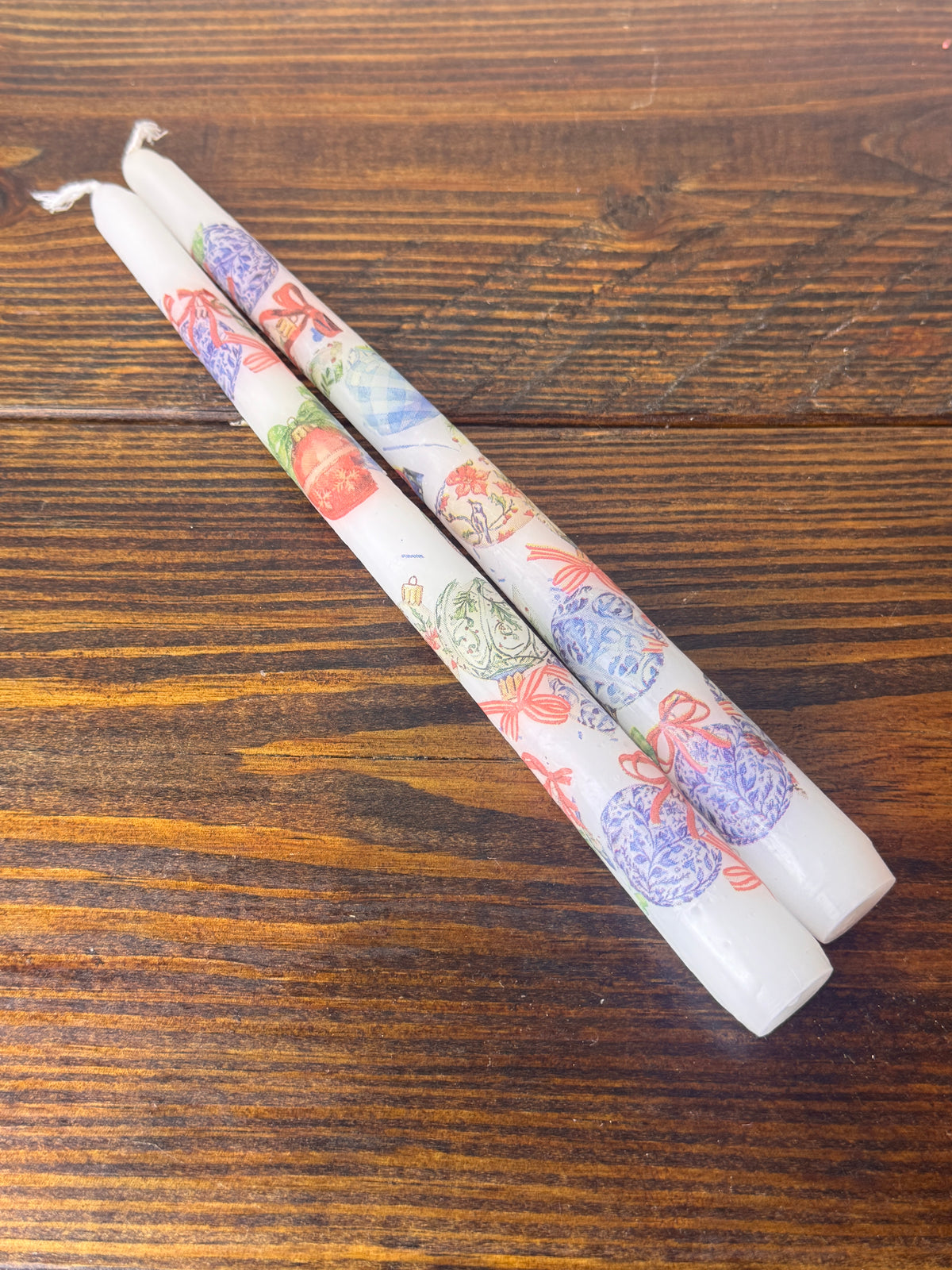 Hand-Embellished Decorative Taper Candles, Set of Two, Choice of Pattern
