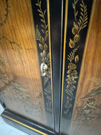 Drexel Et Cetera Collection Black Lacquer Chinoiserie Flip-Top Buffet Server, 1970s