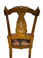 Antique French Louis XIV Gold Leaf Side Accent Harp Small Chair