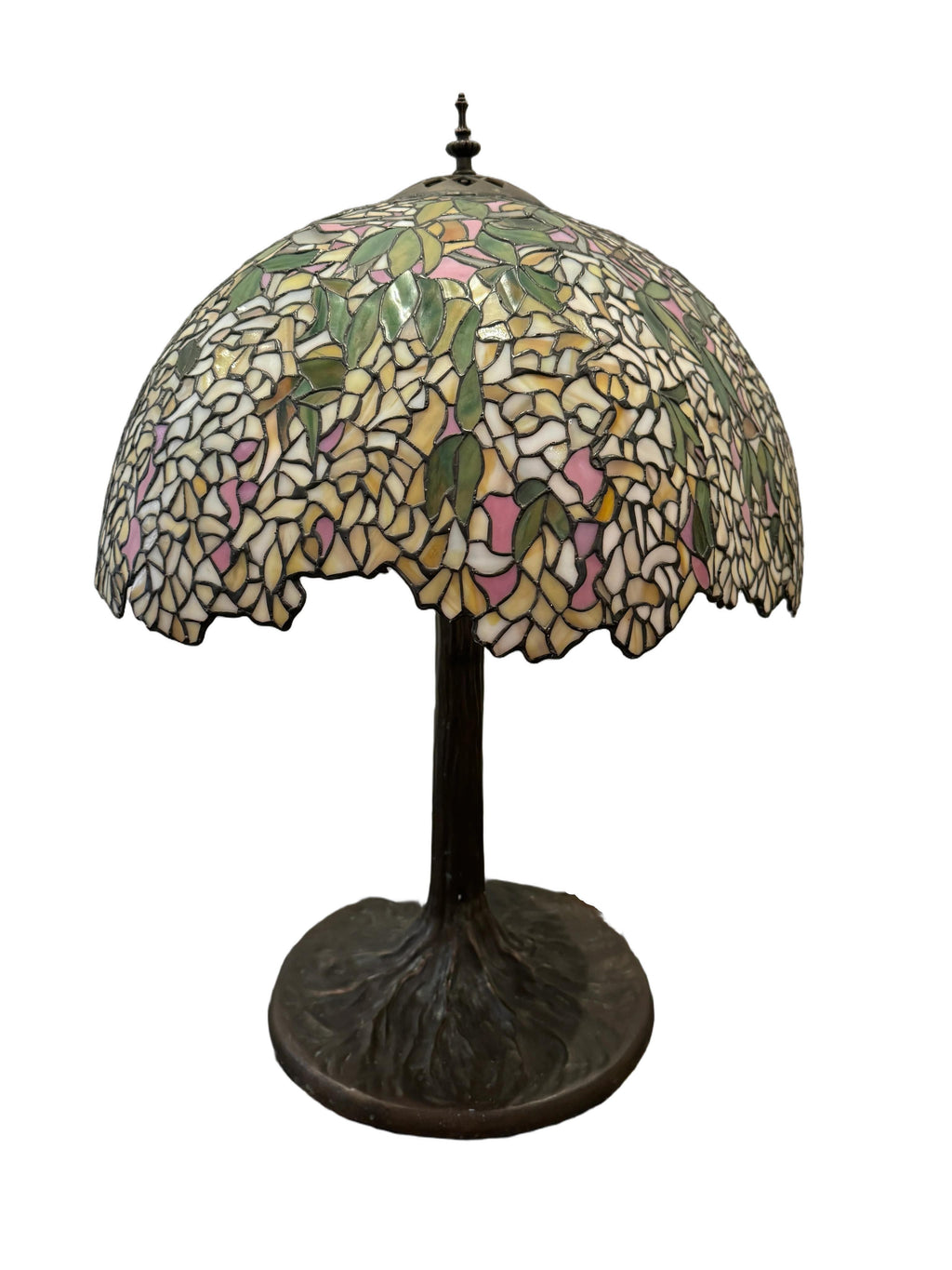 Vintage Tiffany Style Stained Glass Desk or Table Lamp