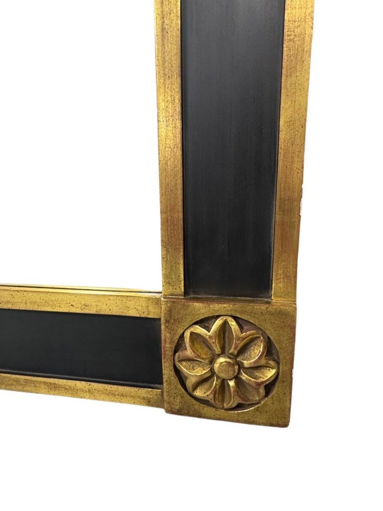 Vintage Black & Gold Regency or Empire Style Beveled Mirror