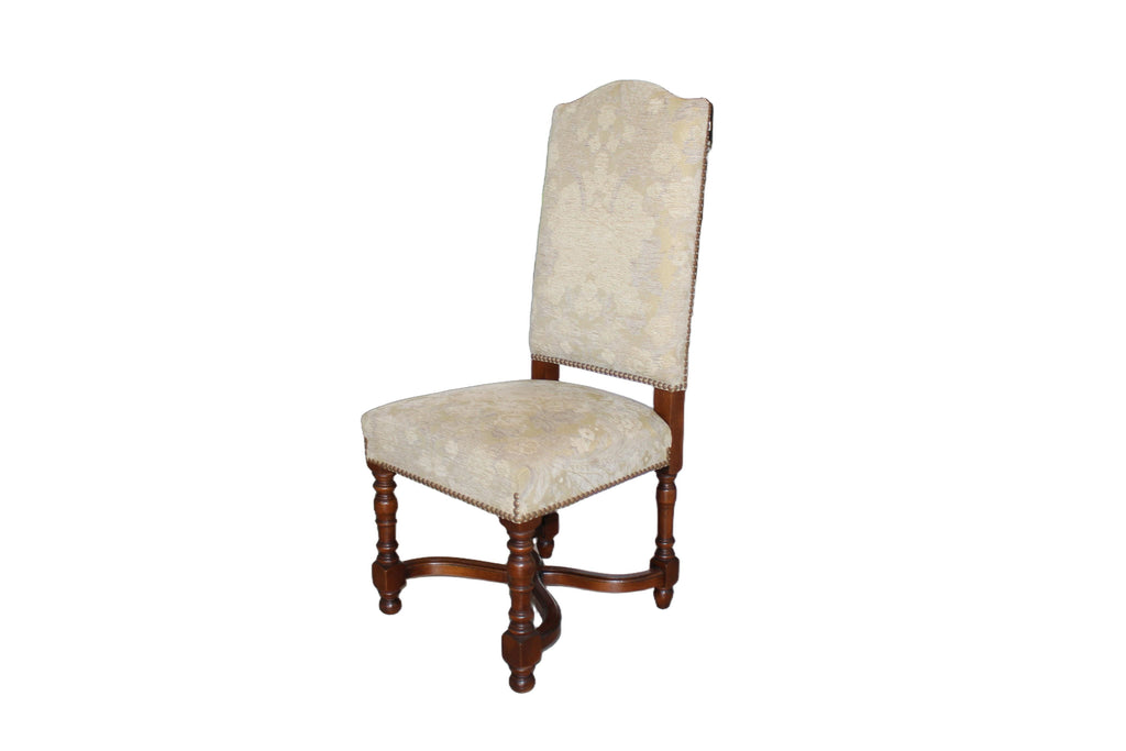 Vintage Provence Collection by Bussandri Louis XIV Style Fabric & Leather Dining Chairs, Set of 10, c. 2003