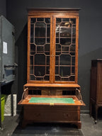 Antique English Georgian Mahogany Bureau Bookcase with Astragal Glass Doors, Late 18th Century