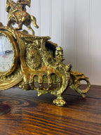 Vintage Rococo Revival Style Brass Mantel Clock, Mid–Late 20th Century