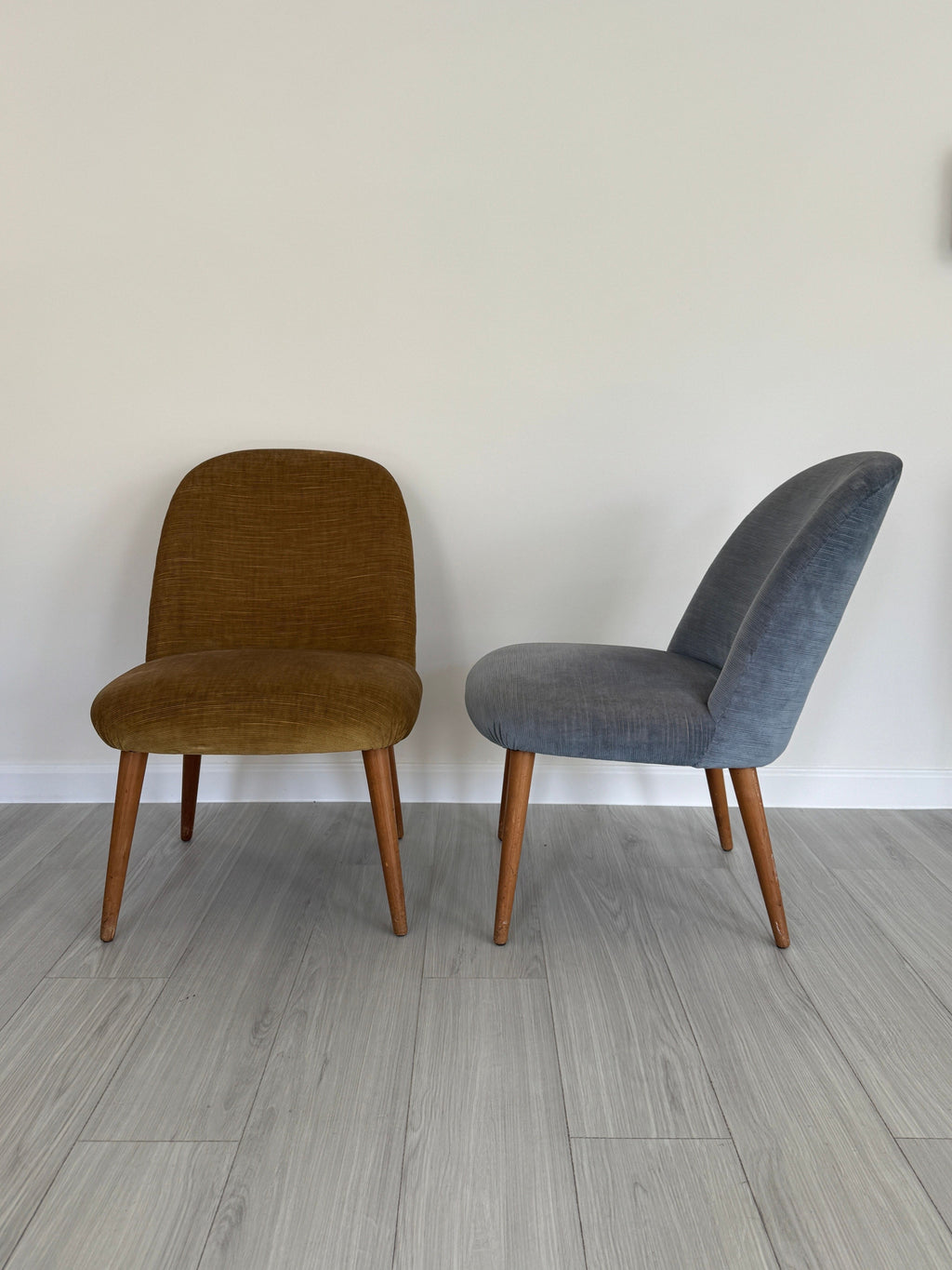 Vintage 1950s Mid Century Modern Upholstered Accent Chairs - Set of 2