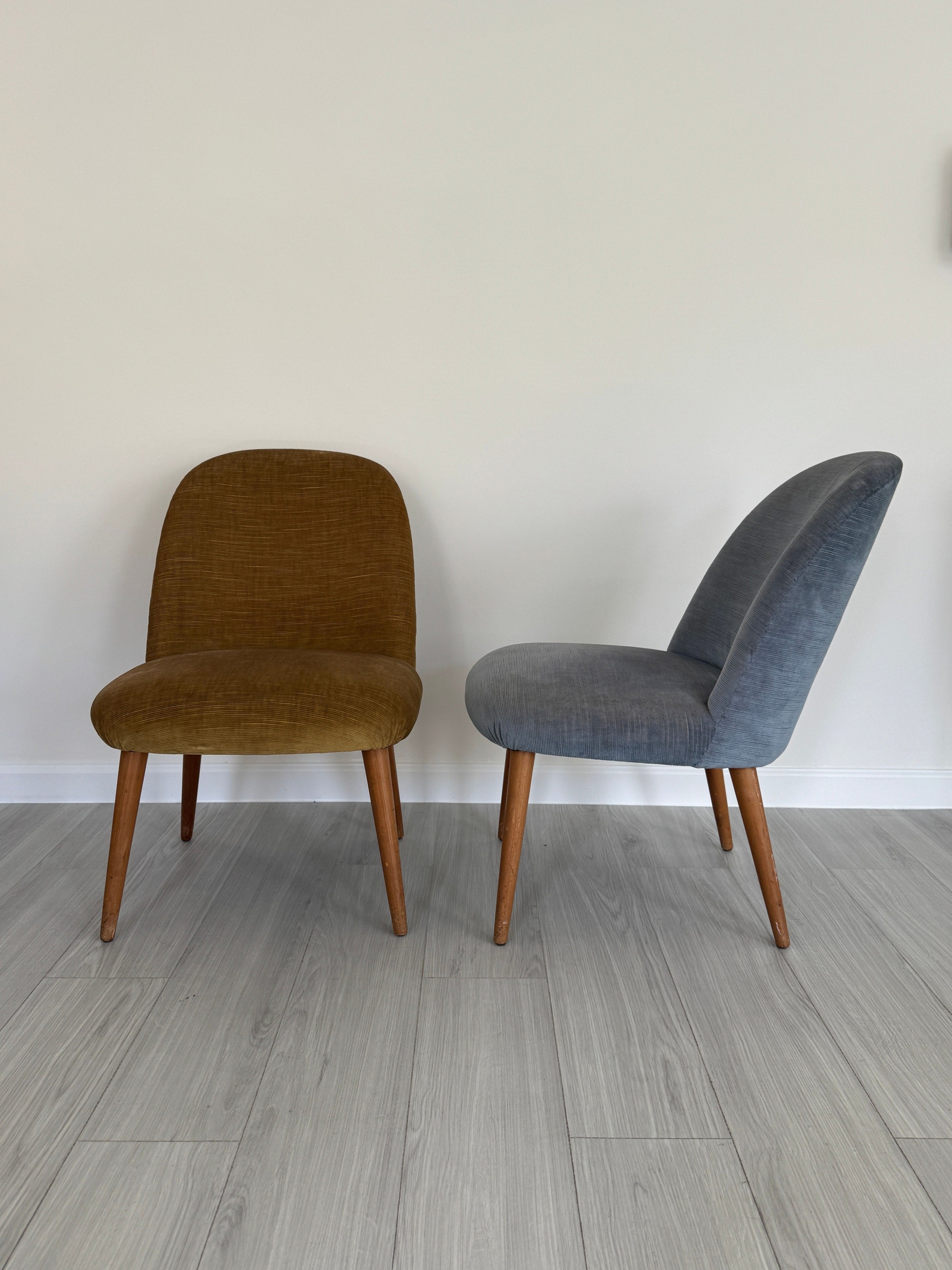 Vintage 1950s Mid Century Modern Upholstered Accent Chairs - Set of 2
