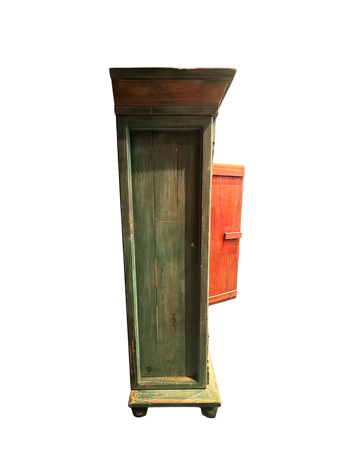 Custom-Made Italian Style Folk-Painted Farmhouse Armoire Cabinet, c. 1990s